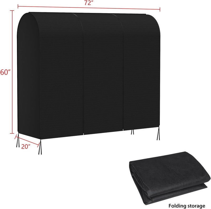 Zilink 72" Garment Rack Cover Dustproof Breathable Clothes Rack Cover Large Garment Bags Protector Cothing Rack with Cover with 2 Durable Zippers for Garment Rack, Black, (Rack Not Included) - Image 4